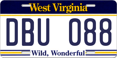 WV license plate DBU088