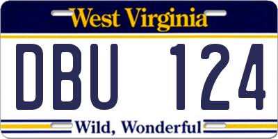 WV license plate DBU124