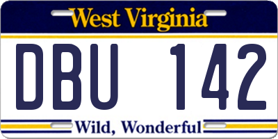 WV license plate DBU142
