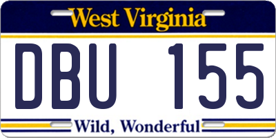 WV license plate DBU155