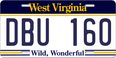 WV license plate DBU160