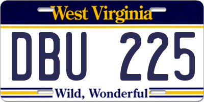 WV license plate DBU225