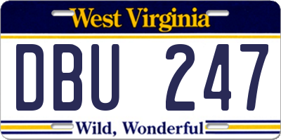 WV license plate DBU247