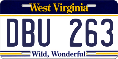 WV license plate DBU263