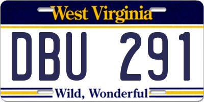 WV license plate DBU291
