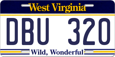 WV license plate DBU320