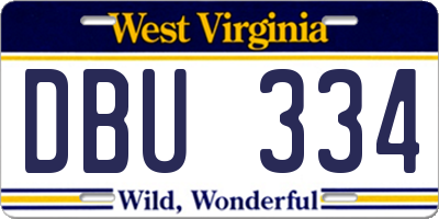 WV license plate DBU334