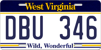 WV license plate DBU346