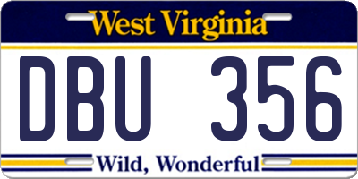 WV license plate DBU356