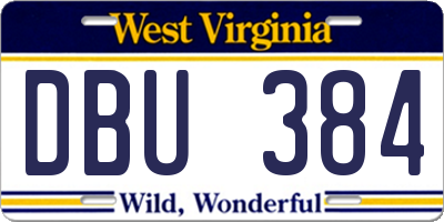 WV license plate DBU384