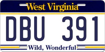 WV license plate DBU391