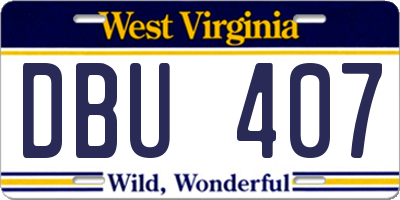 WV license plate DBU407