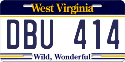 WV license plate DBU414