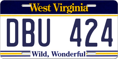 WV license plate DBU424
