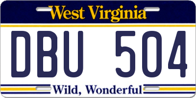 WV license plate DBU504