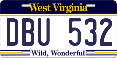 WV license plate DBU532