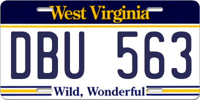 WV license plate DBU563