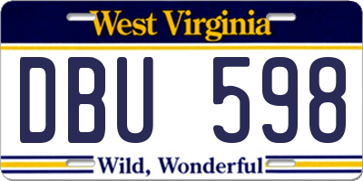 WV license plate DBU598