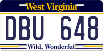 WV license plate DBU648