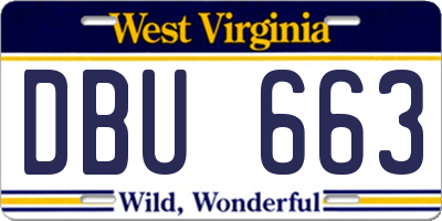 WV license plate DBU663