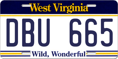 WV license plate DBU665