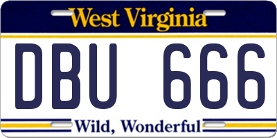 WV license plate DBU666