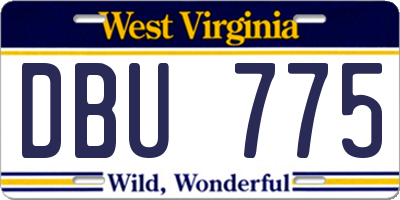 WV license plate DBU775