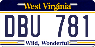WV license plate DBU781
