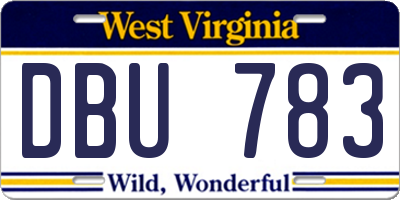 WV license plate DBU783