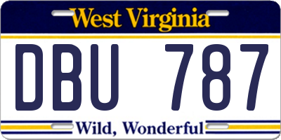 WV license plate DBU787