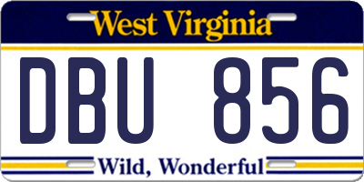 WV license plate DBU856