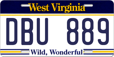 WV license plate DBU889