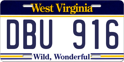 WV license plate DBU916
