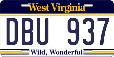 WV license plate DBU937