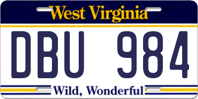 WV license plate DBU984