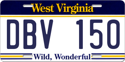 WV license plate DBV150