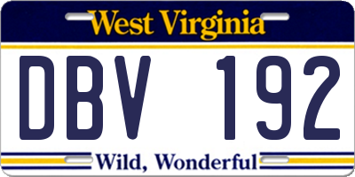 WV license plate DBV192