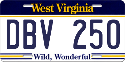 WV license plate DBV250