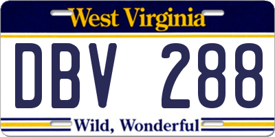 WV license plate DBV288