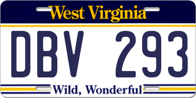 WV license plate DBV293