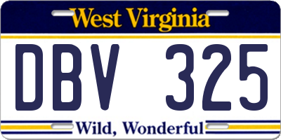 WV license plate DBV325