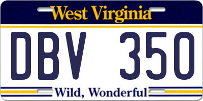 WV license plate DBV350
