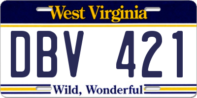 WV license plate DBV421