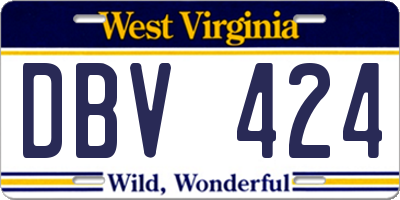 WV license plate DBV424