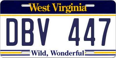 WV license plate DBV447