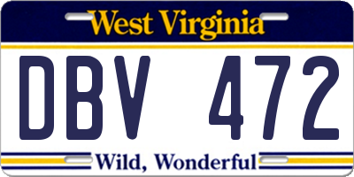 WV license plate DBV472
