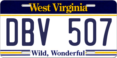 WV license plate DBV507