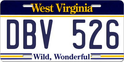WV license plate DBV526