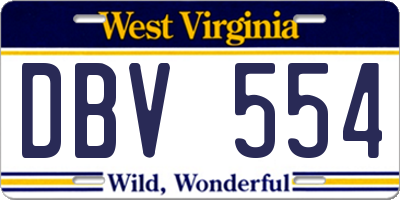 WV license plate DBV554