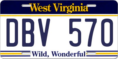 WV license plate DBV570